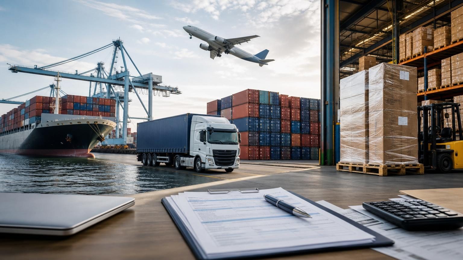 Shipping containers at a UK port illustrating importer and consignee roles