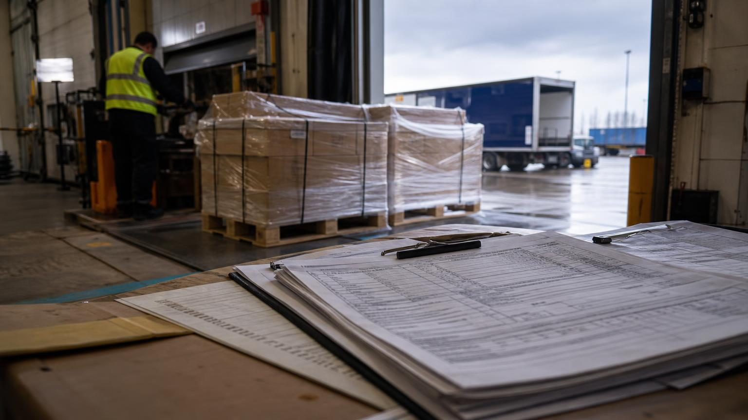 Checklist with various export customs documents and paperwork