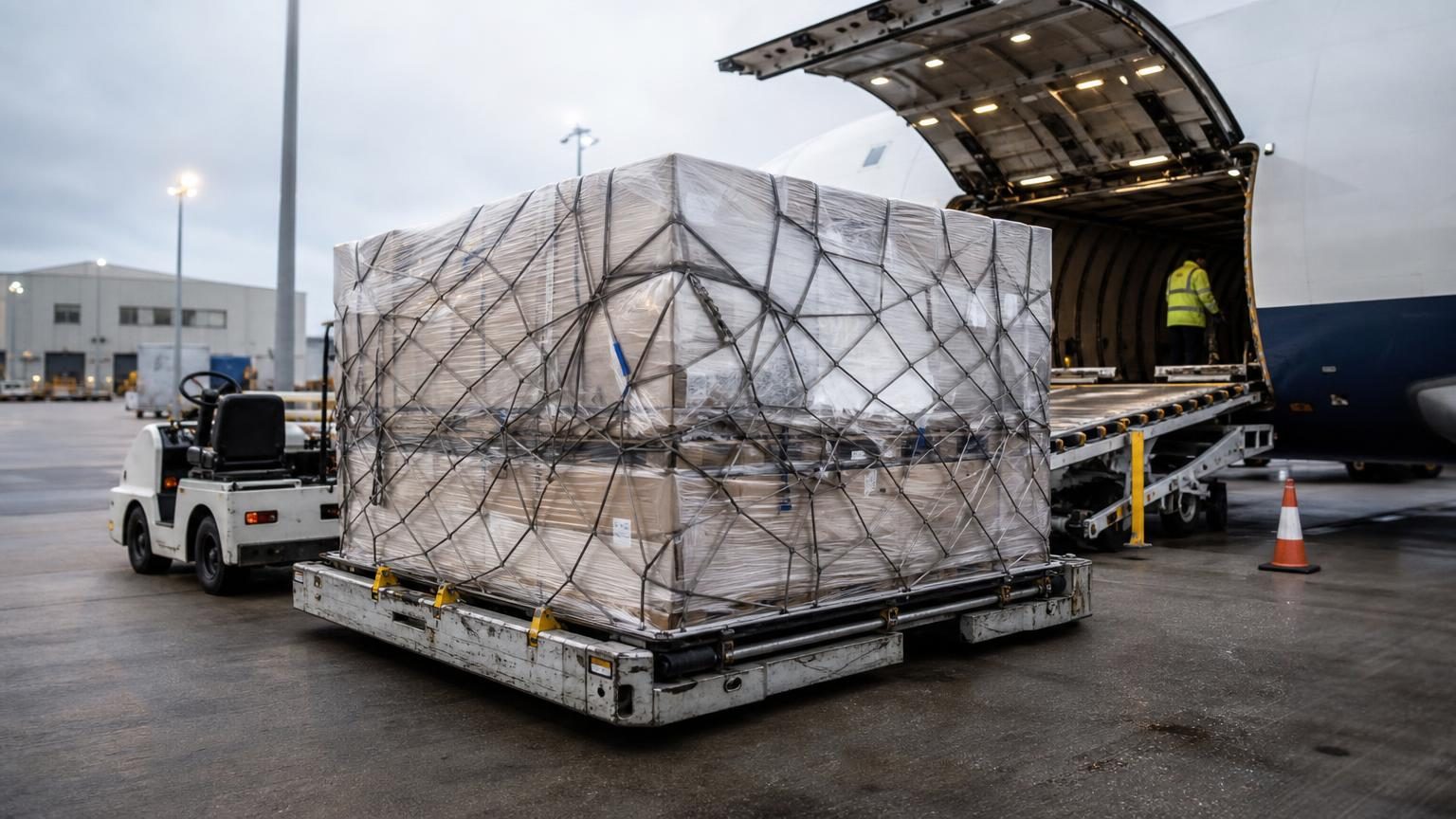 Cargo boxes being measured for volumetric weight calculation