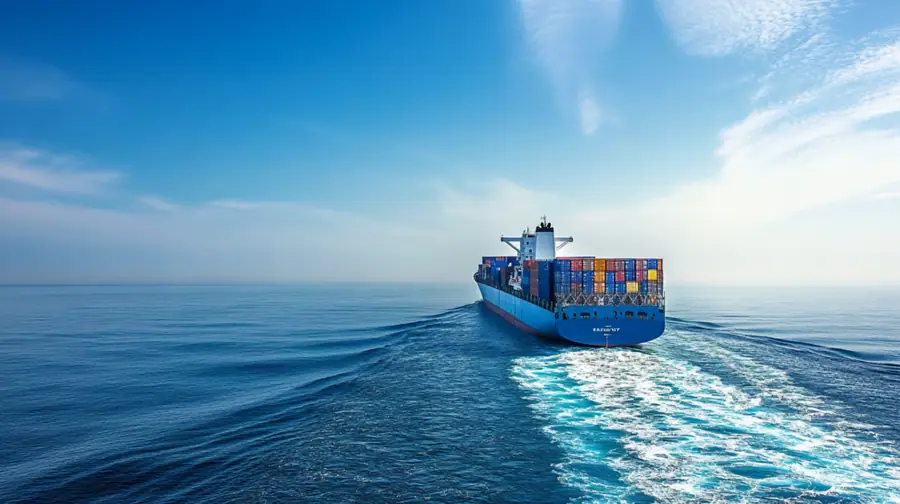 Blue ship sailing