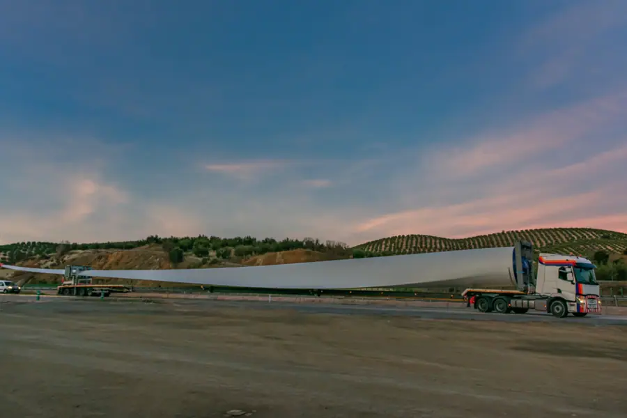 Cargo lorry driving down road